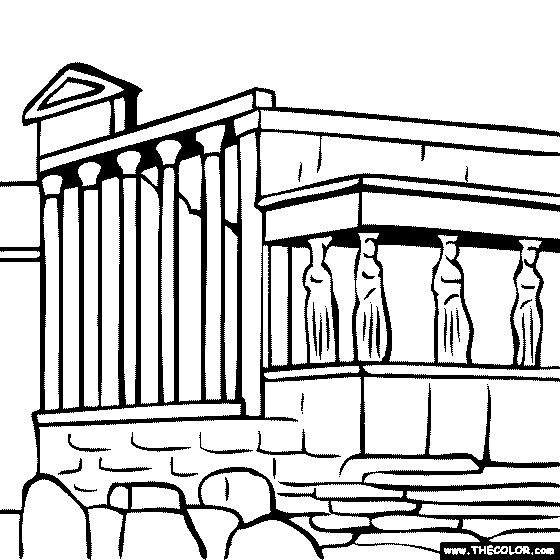 Acropolis of athens greece coloring page