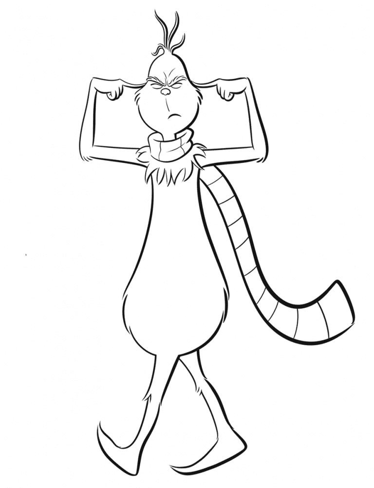 Grinch closes his eyes coloring page