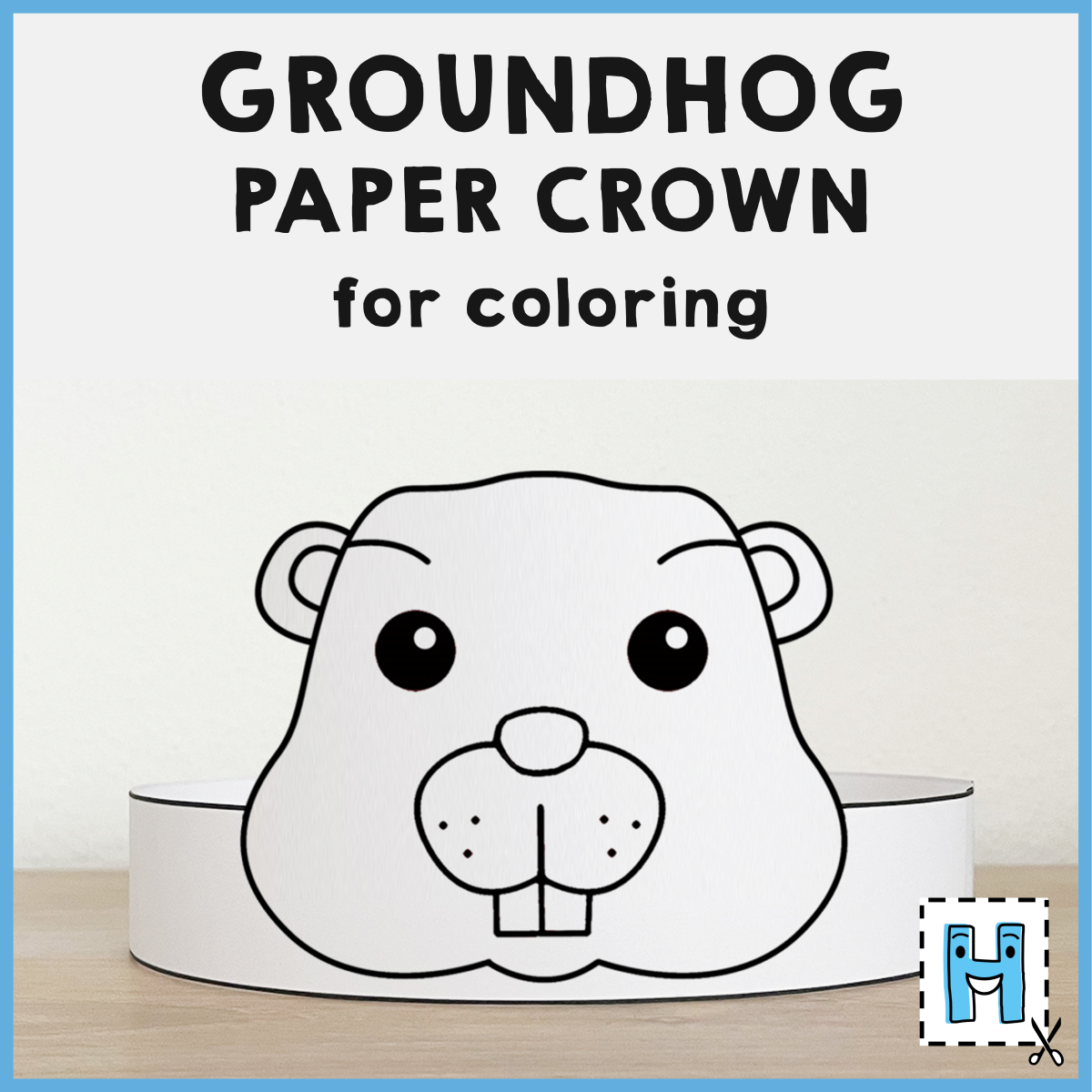 Groundhog day paper crown headband printable coloring craft activity for kids made by teachers