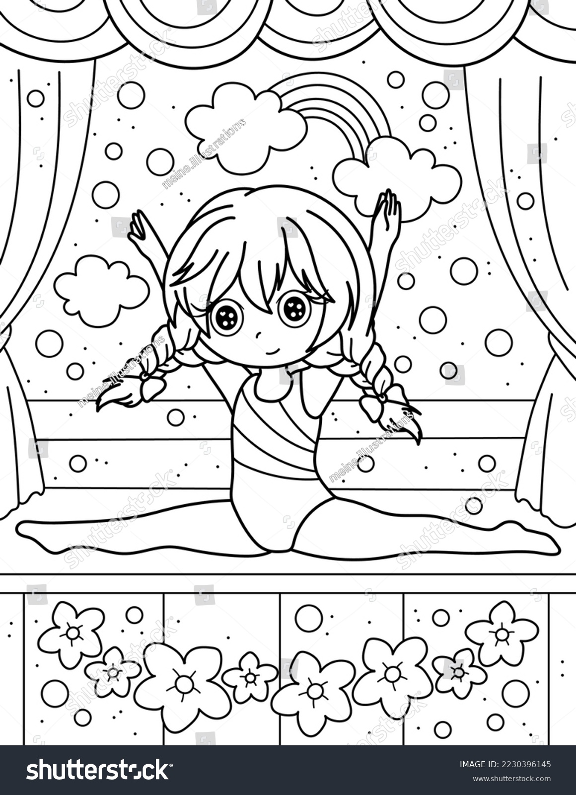 Girl enters stage coloring book girl stock vector royalty free