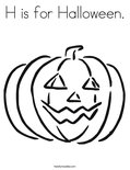 H is for halloween coloring page