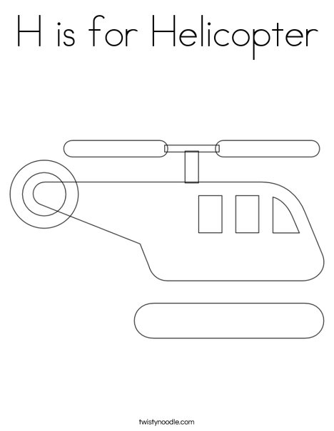 H is for helicopter coloring page