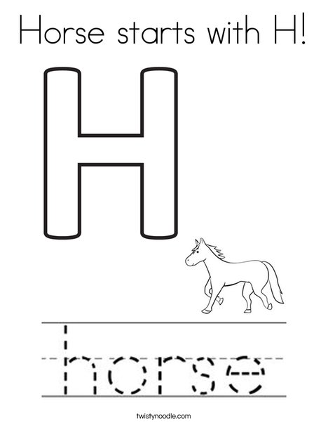 Horse starts with h coloring page