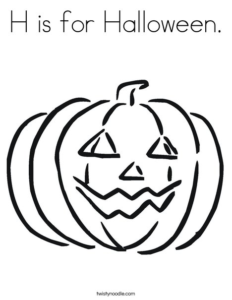H is for halloween coloring page