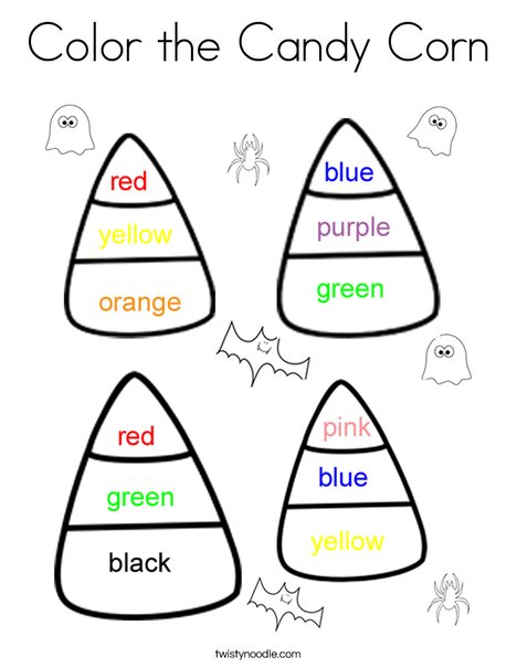 Color the candy corn coloring page