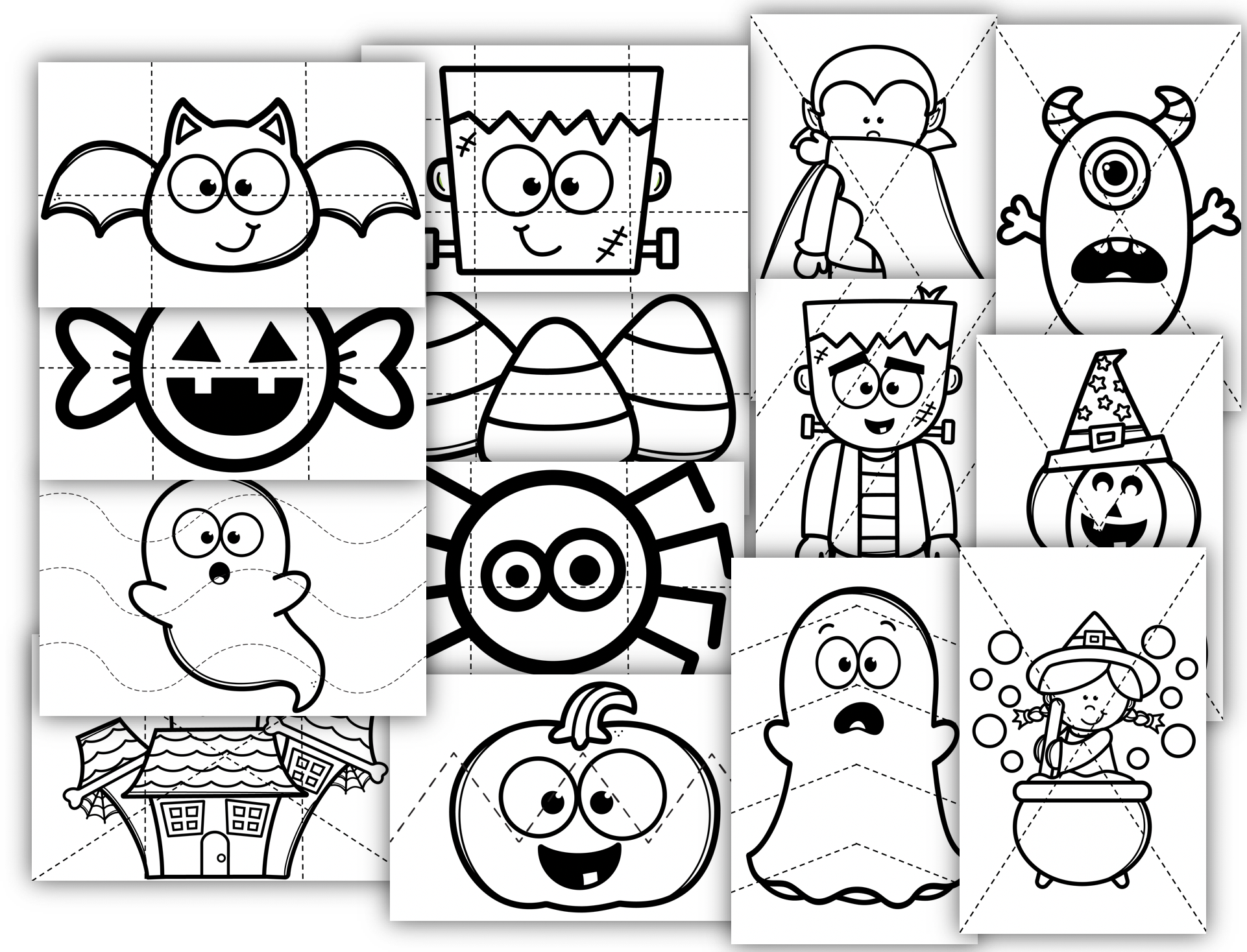 Preschool halloween scissor puzzles