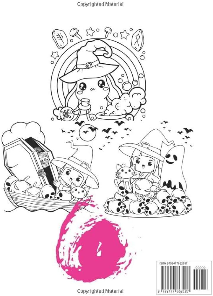 Kawaii witch coloring book easy cute halloween coloring pages for kids and adults by store liiksta