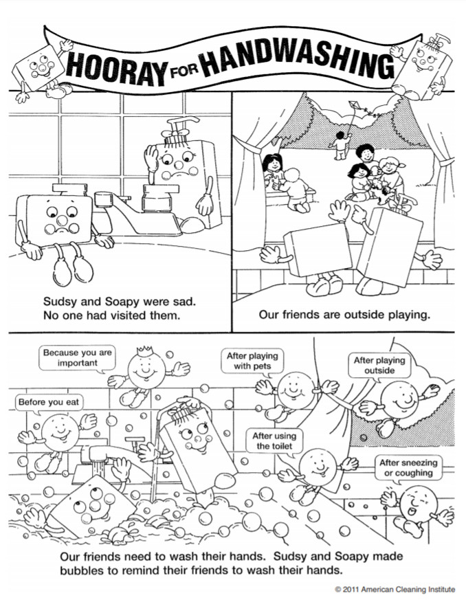 Bibliohooray for handwashing coloring sheets