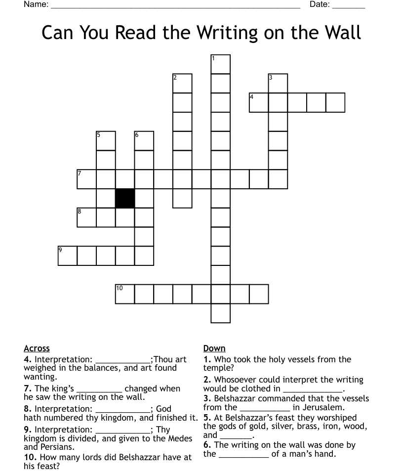 Can you read the writing on the wall crossword