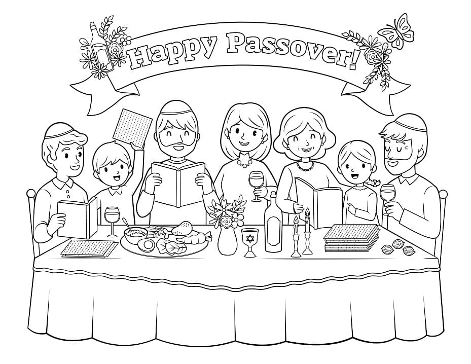Happy passover image coloring page