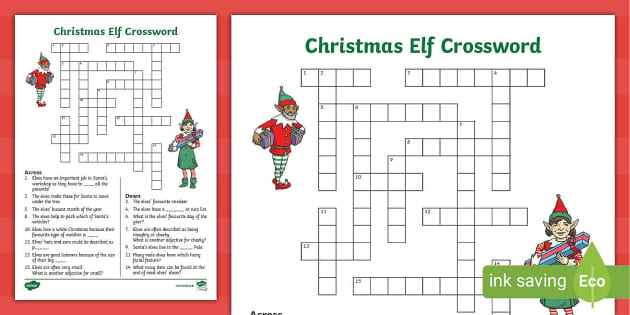 Ks christmas elf crossword teacher made