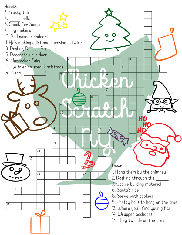 Printable christmas crossword puzzle with key