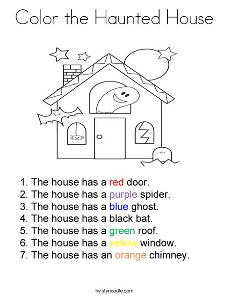 Color the haunted house coloring page