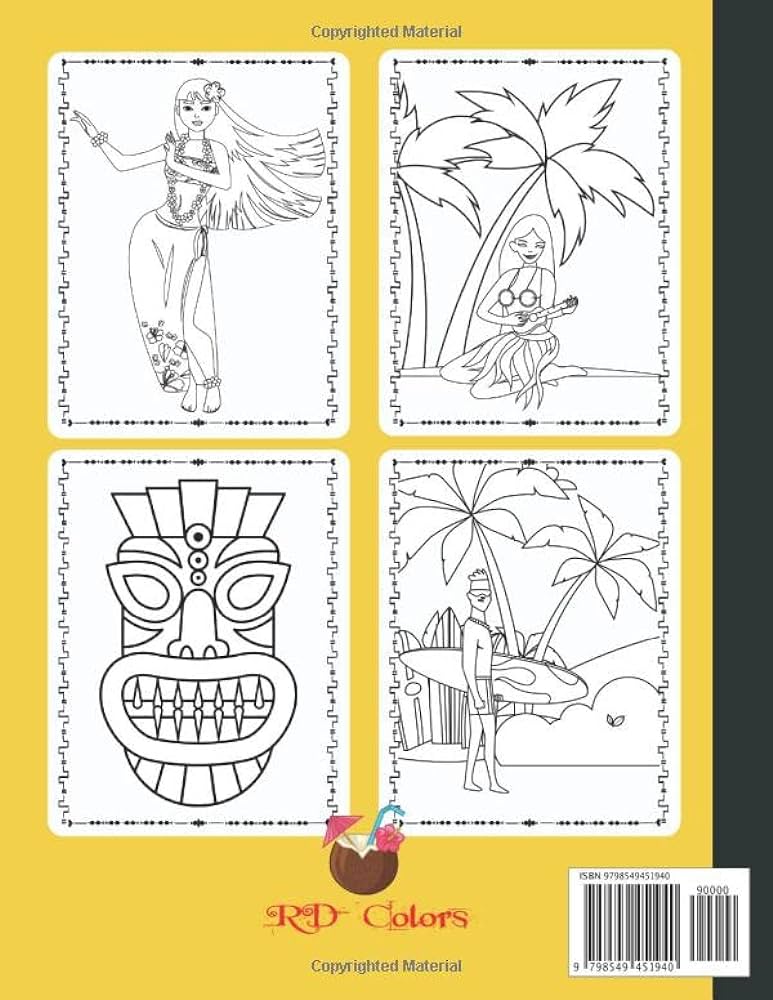 Hawaii coloring book for kids hawaii coloring pages for girls and boys ages