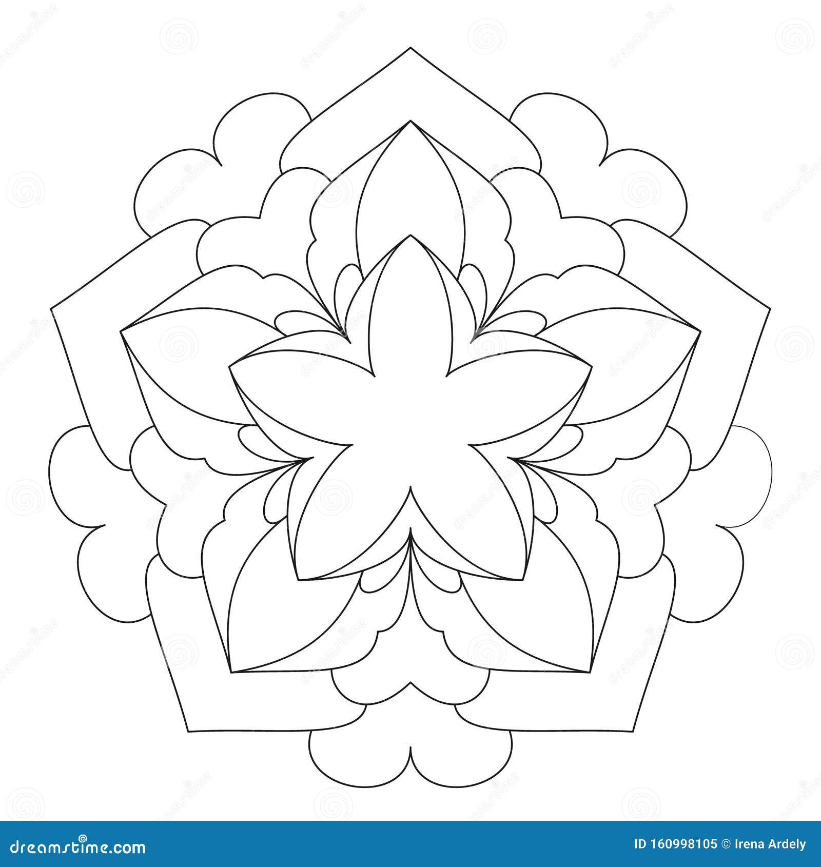 Vector black white circular round floral manda