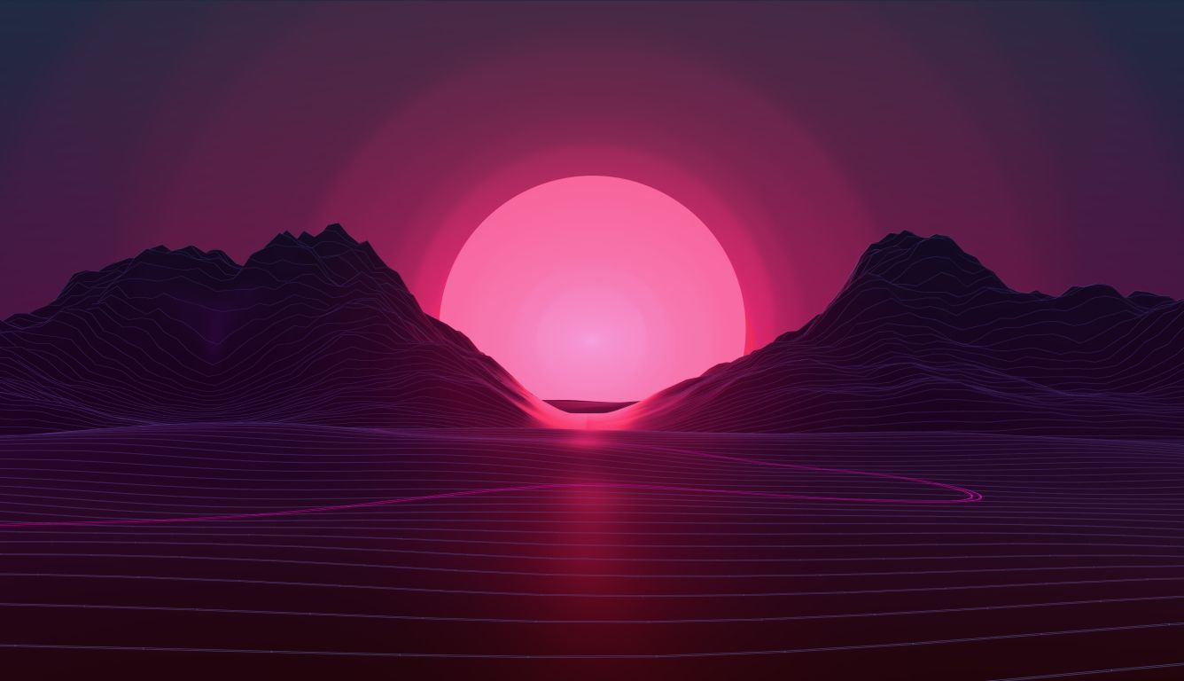 X sun in retro wave mountains hd laptop wallpaper hd artist k wallpapers images photos and background