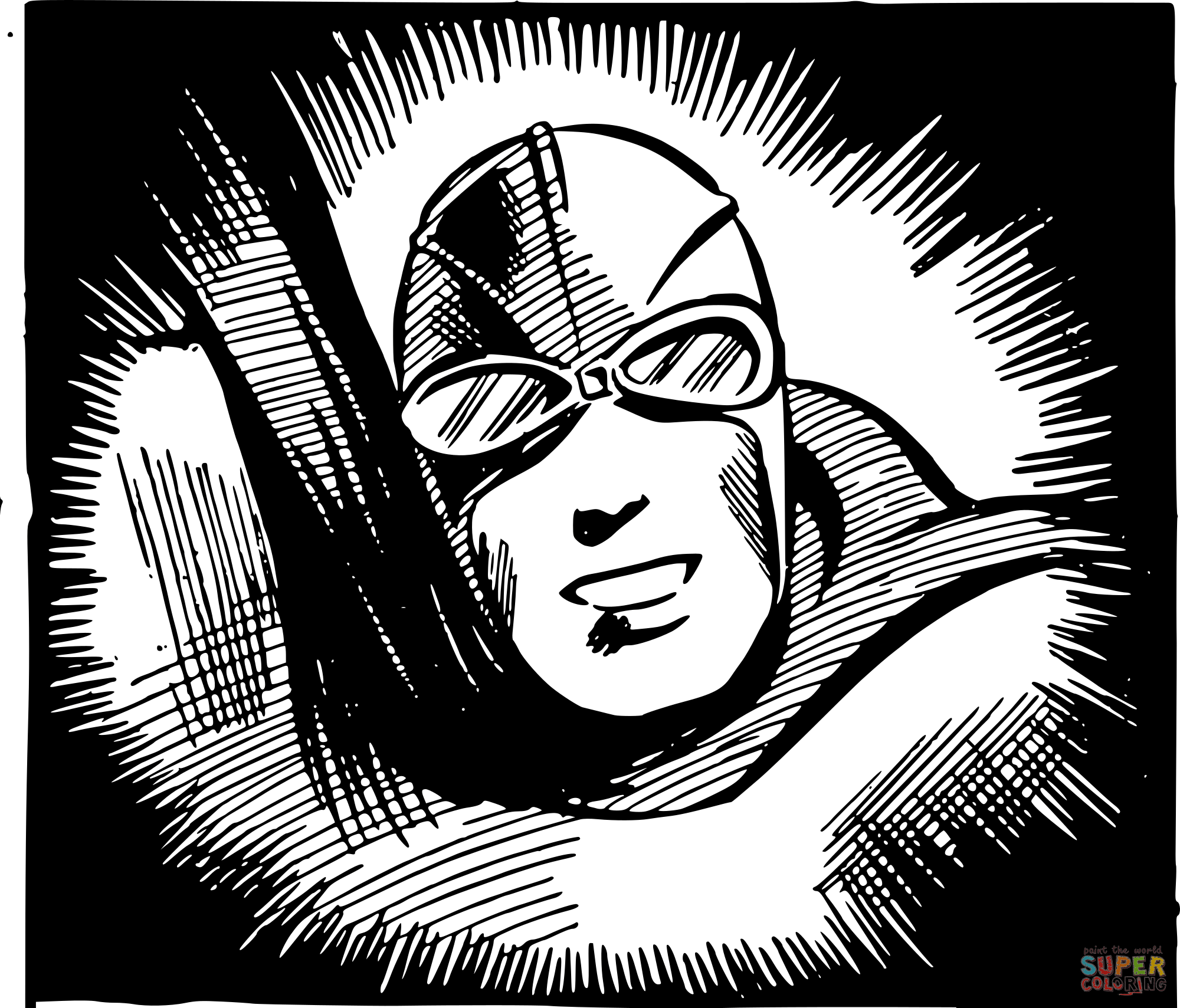 Vintage spy smasher head coloring page free printable coloring pages