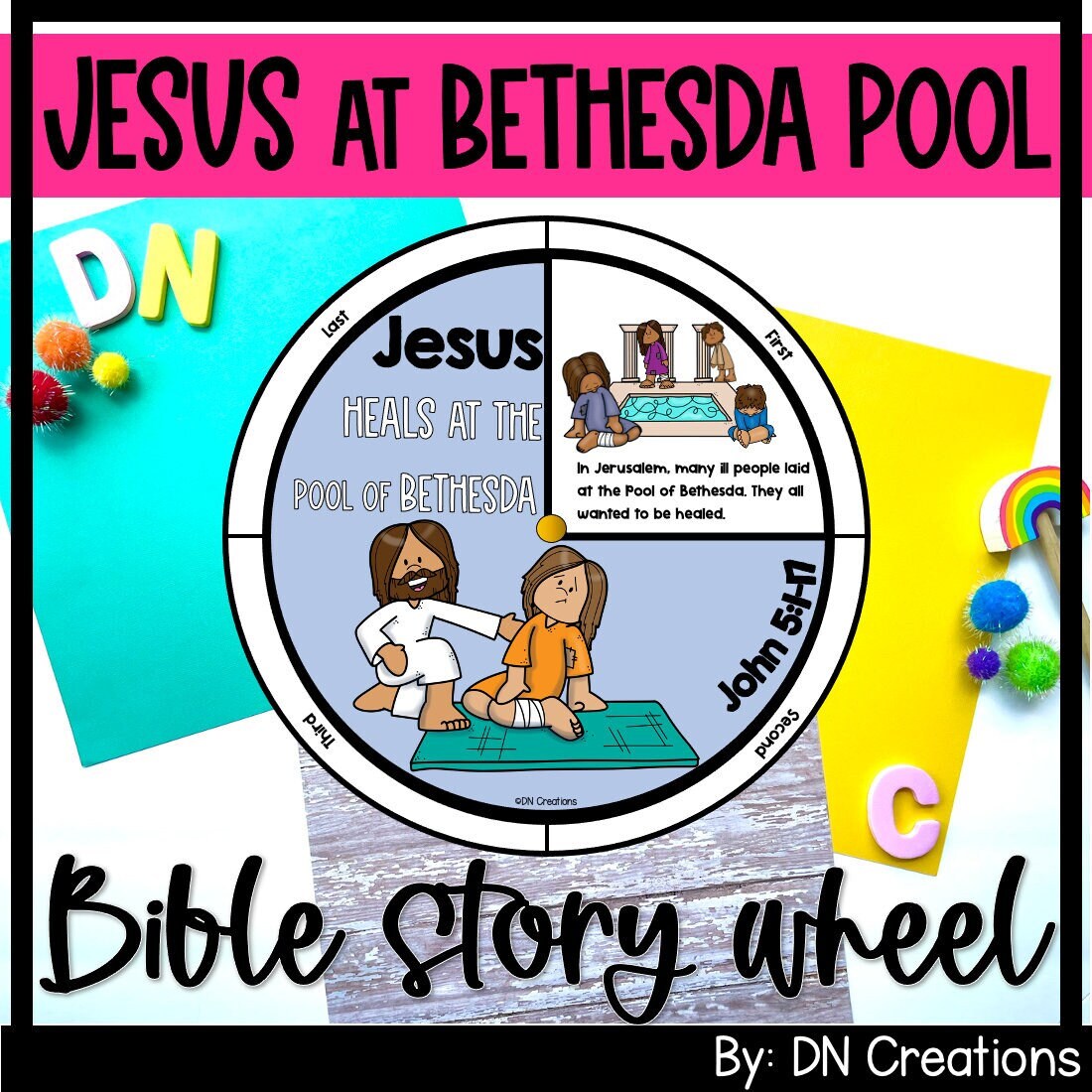 Jesus heals at bethesda pool story wheel jesus at the pool of bethesda craft sunday school craft bible story craft