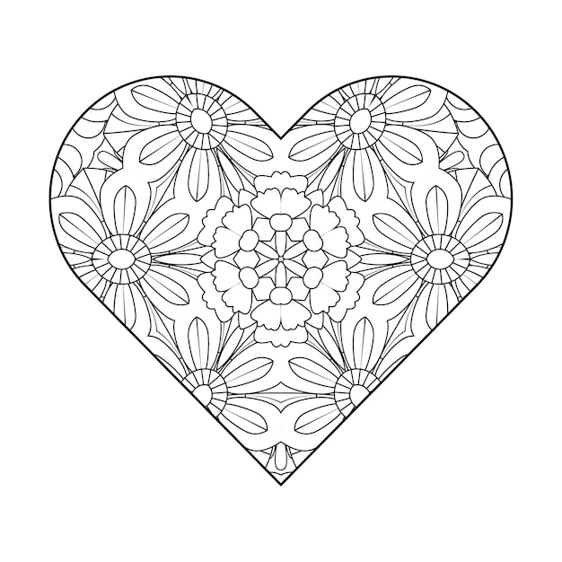 Premium vector heart coloring page valentines day coloring page adult coloring page coloring book for adults