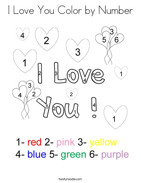 I love you color by number coloring page