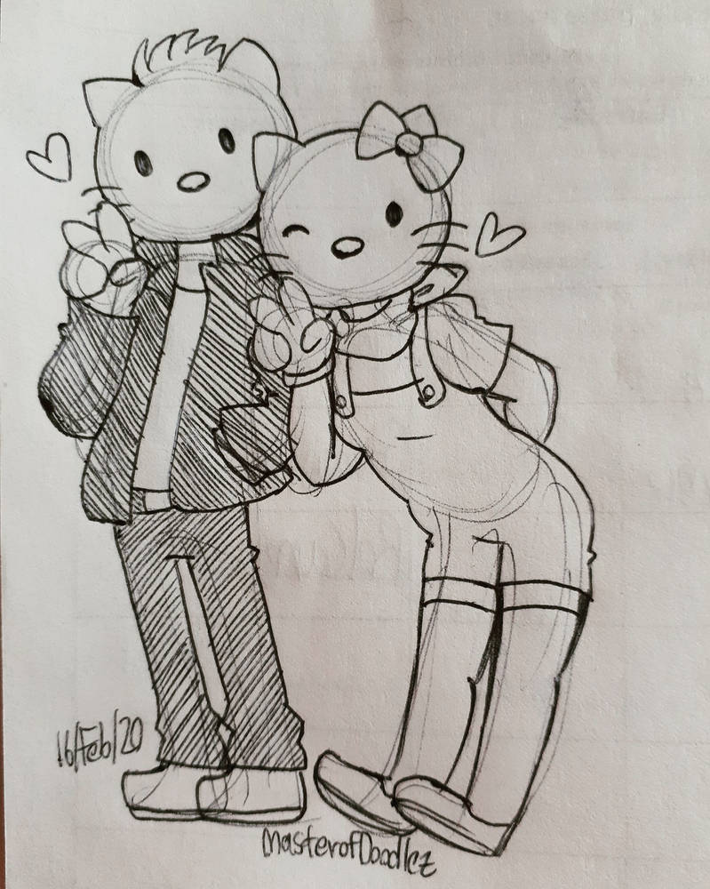Hello kitty n dear daniel february drawing by masterofdoodlez on