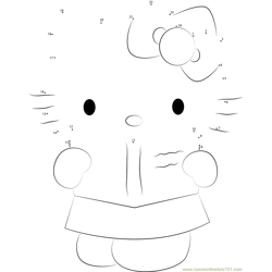 Hello kitty connect the dots worksheets printable for kids