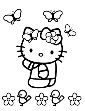 Printable hello kitty with cathy coloring sheet