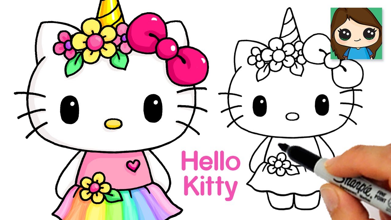 How to draw unicorn hello kitty ð