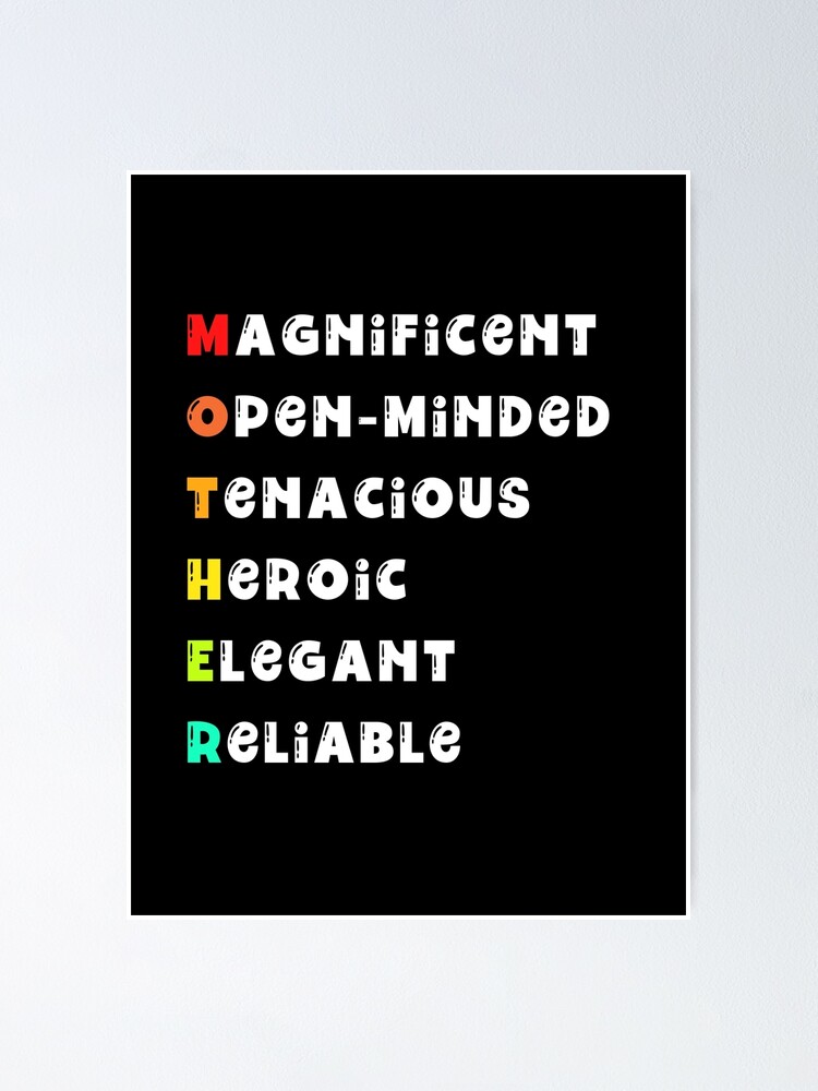 Acrostic poems for mother gifts for mother on her birthday and mothers day rainbow design poster for sale by subtleday