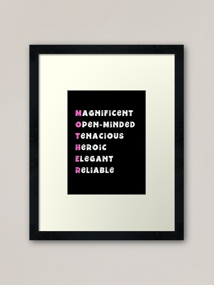 Acrostic poems for mother gifts for mother on her birthday and mothers day rainbow design framed art print for sale by subtleday