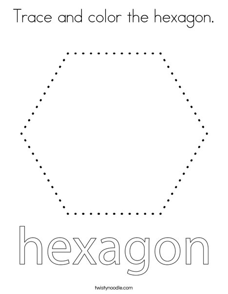 Trace and color the hexagon coloring page