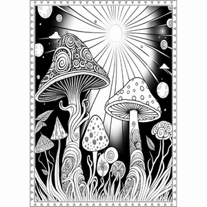 Hippie mushrooms coloring book psychedelic coloring book for adults vibrant mushrooms acpanied by flowers fairies and rabbits living in magical pages relaxing mushrooms coloring book coloring sara lou books