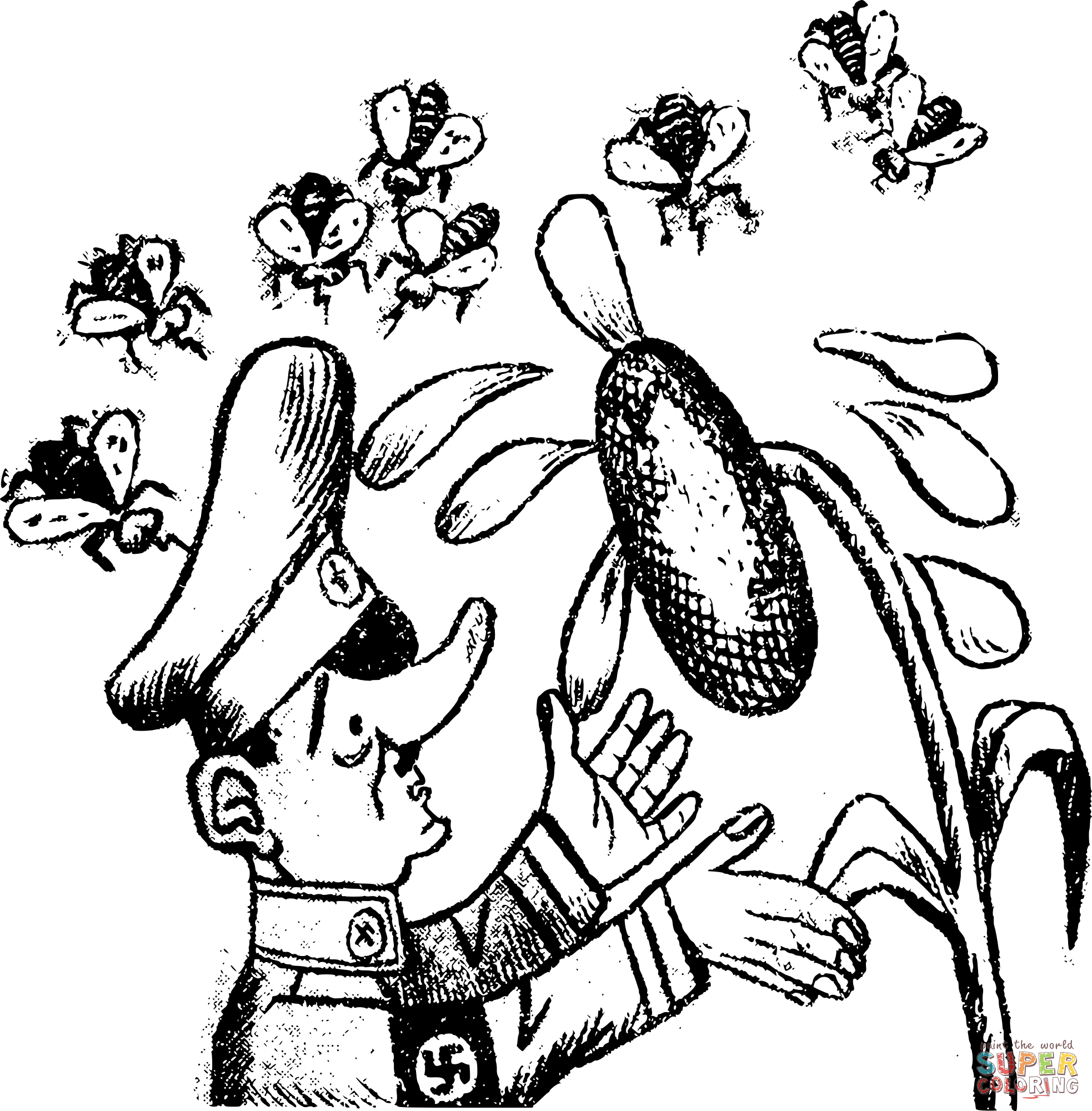 Vintage hitler cartoon coloring page free printable coloring pages