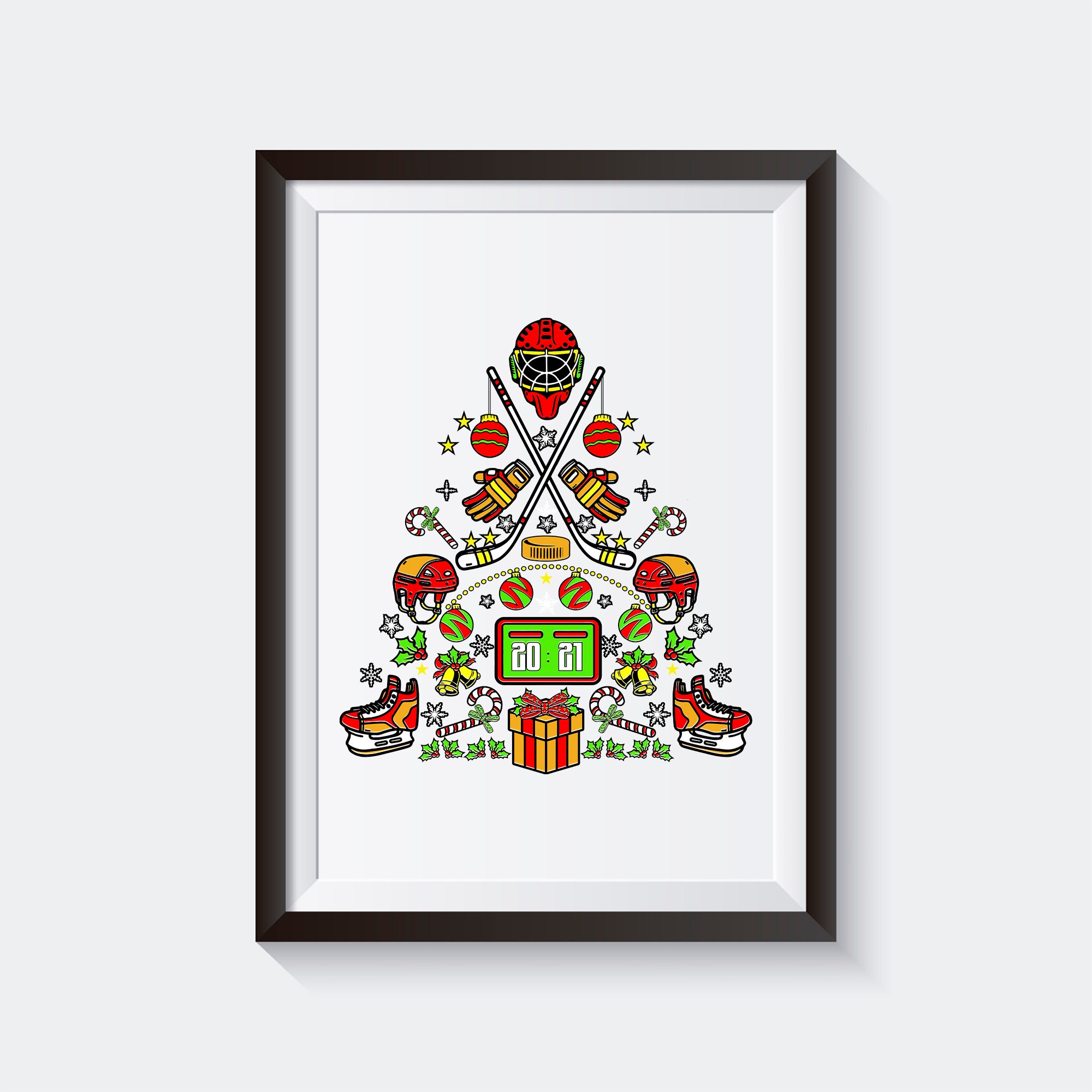 Printable hockey christmas tree digital download christmas coloring page hockey lovers instant download