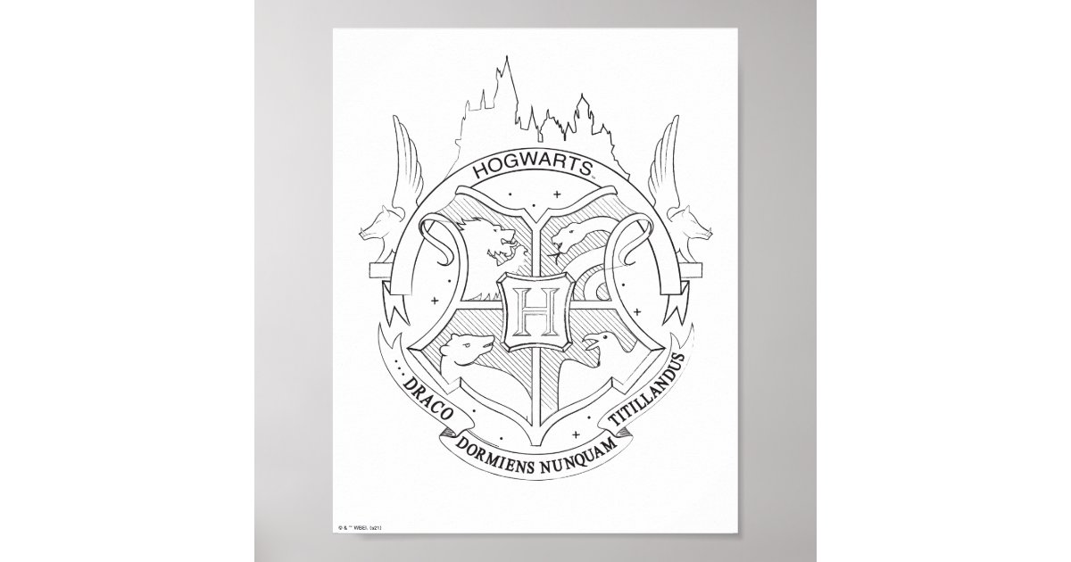 Harry potterâ hogwartsâ crest coloring poster