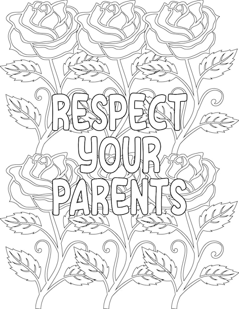 Motivational quote coloring pag hoja para colorear floral para mindfulns y relajaciãn para niãos vector premium