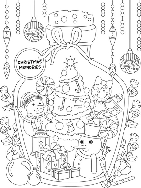 Thousand christmas adult coloring book royalty