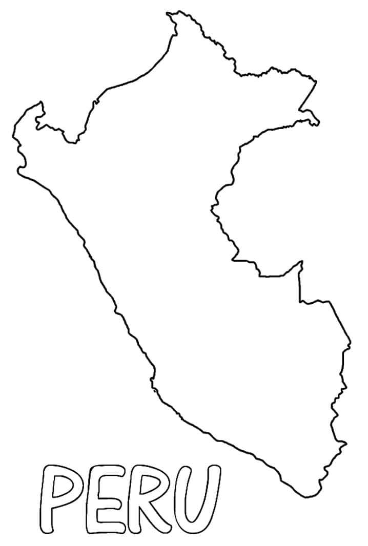 Outline map of peru coloring page