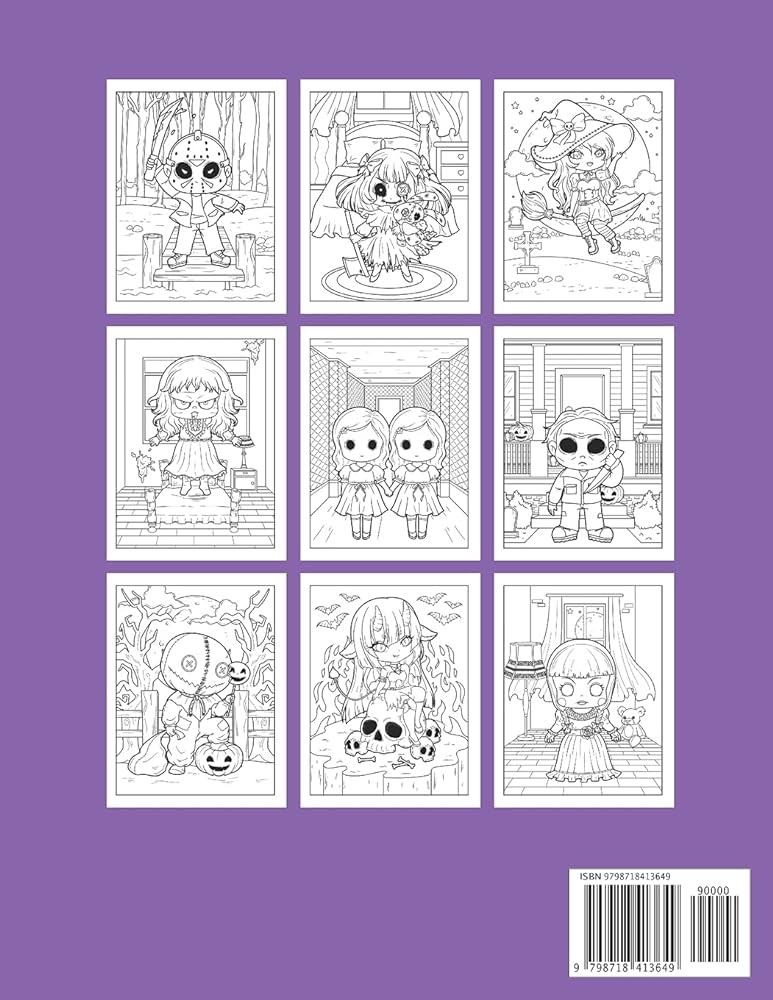 Creepy chibi cute horror coloring book spooky coloring pages with kawaii horror characters leriza may books