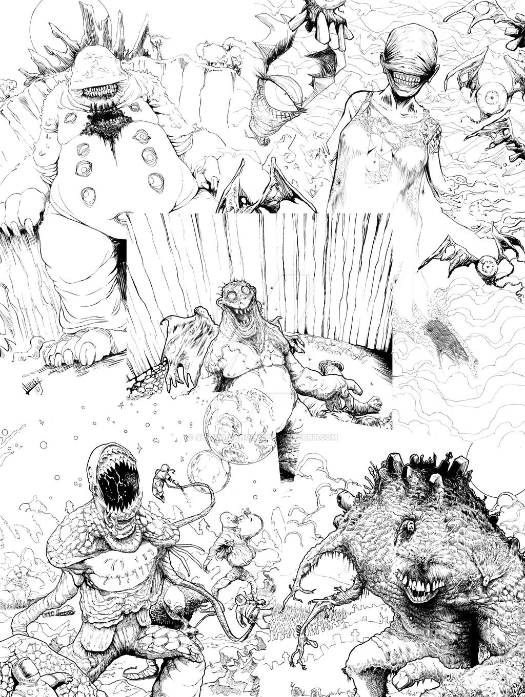 Horror coloring pages sample by shawn