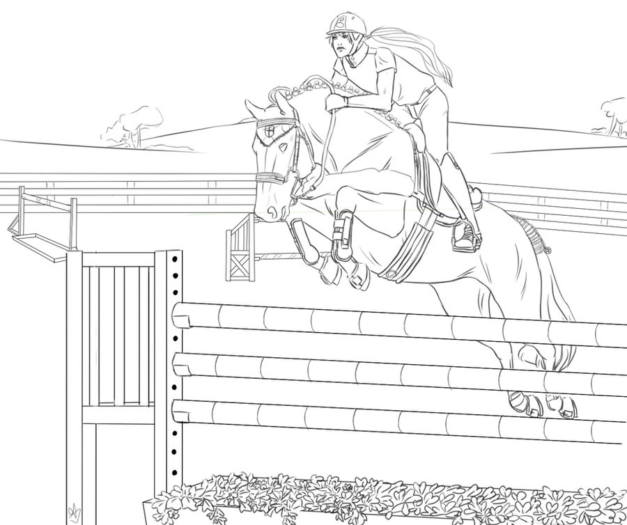 Hanovrian show jumping lineart by stableofares on