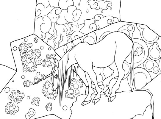 Unicorn coloring page for adults