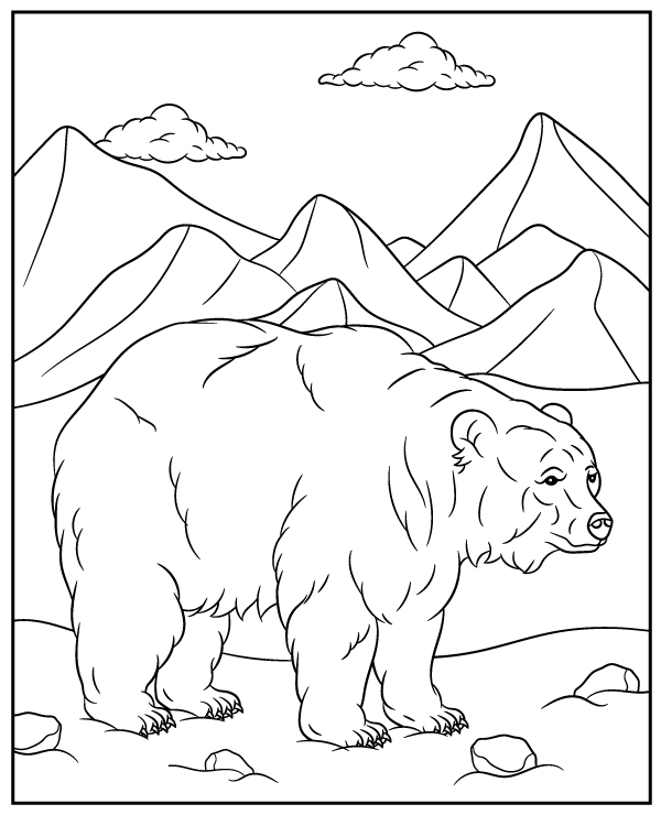 European brown bear coloring page
