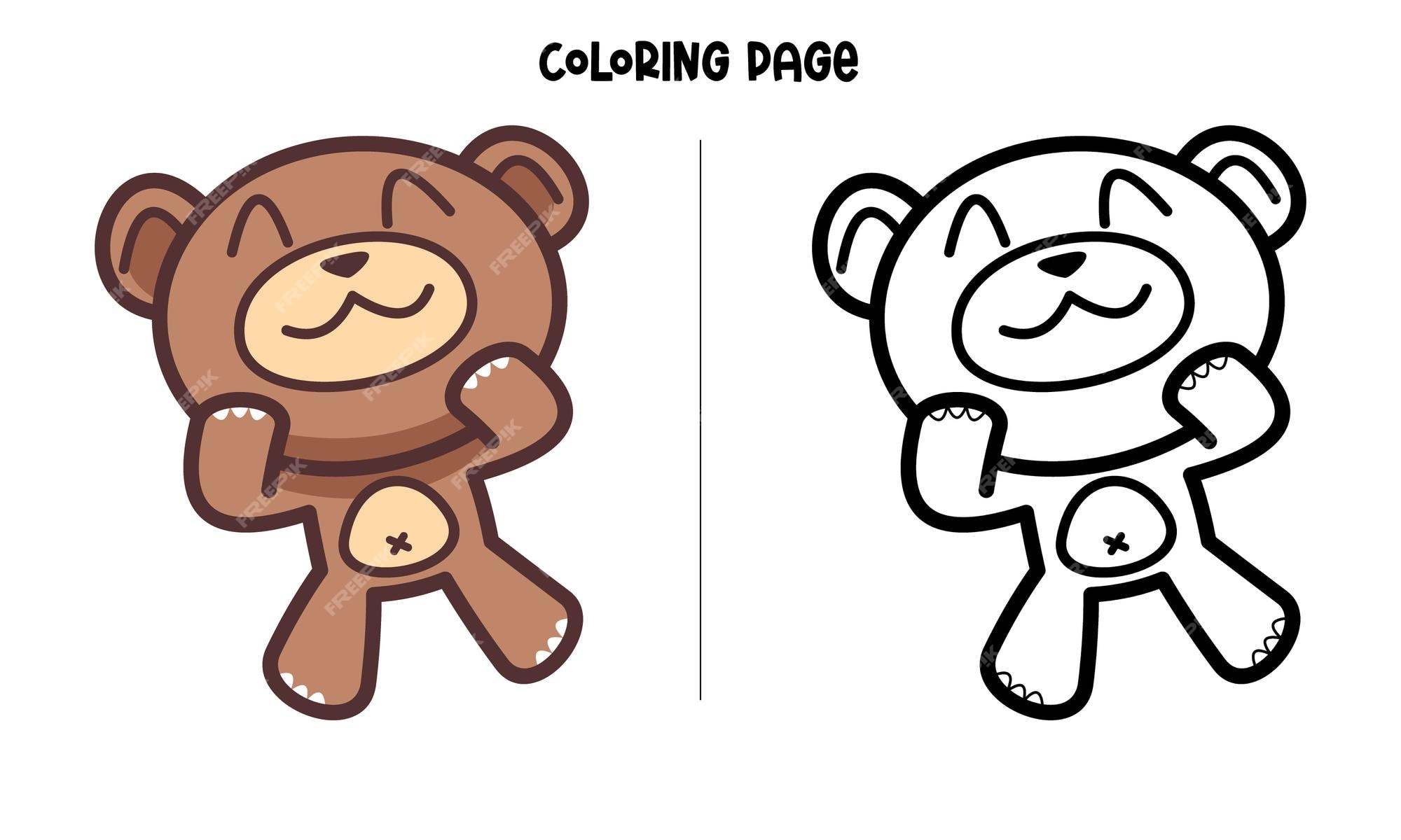 Premium vector cute face brown bear coloring page