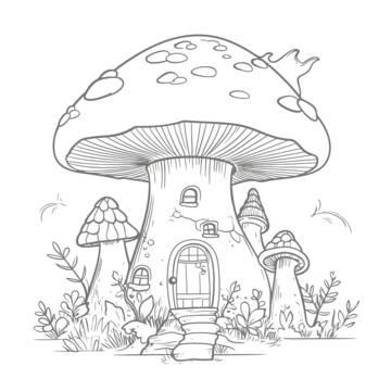 Mushroom house drawing png transparent images free download vector files