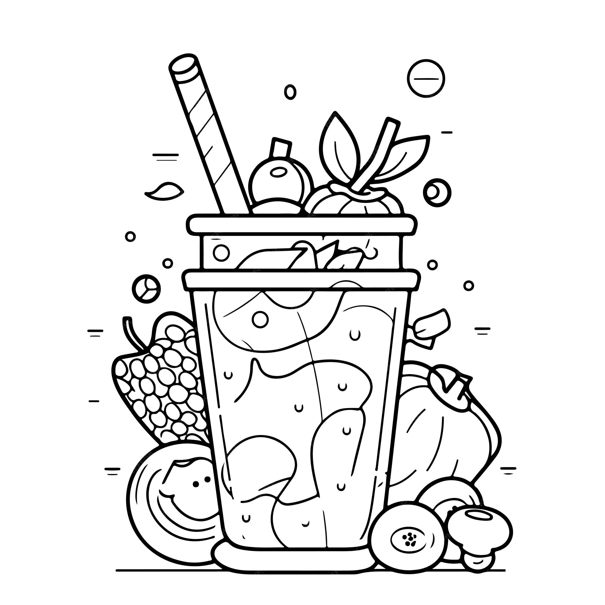 Premium vector sketch hand drawn single line art coloring page line drawing cocktails day