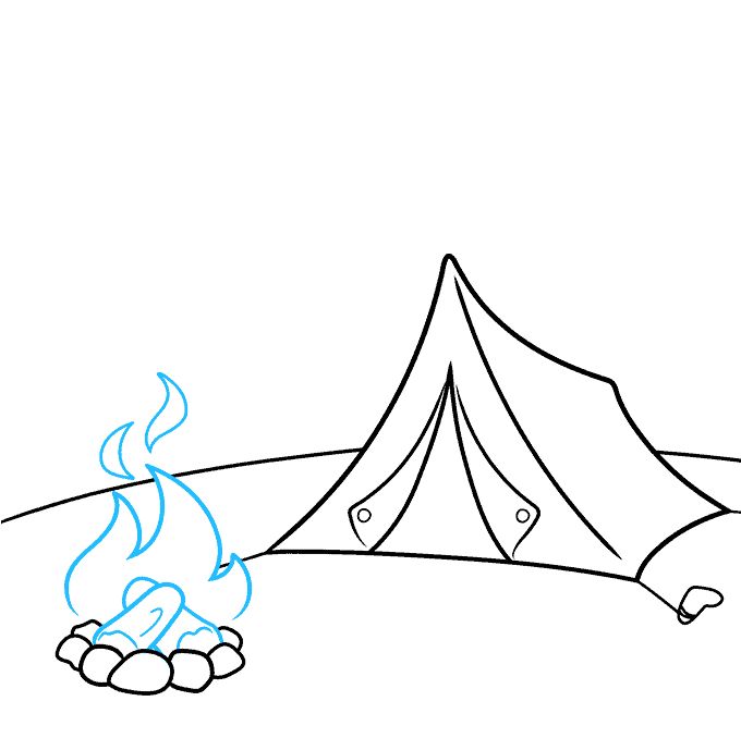 How to draw a camping scene