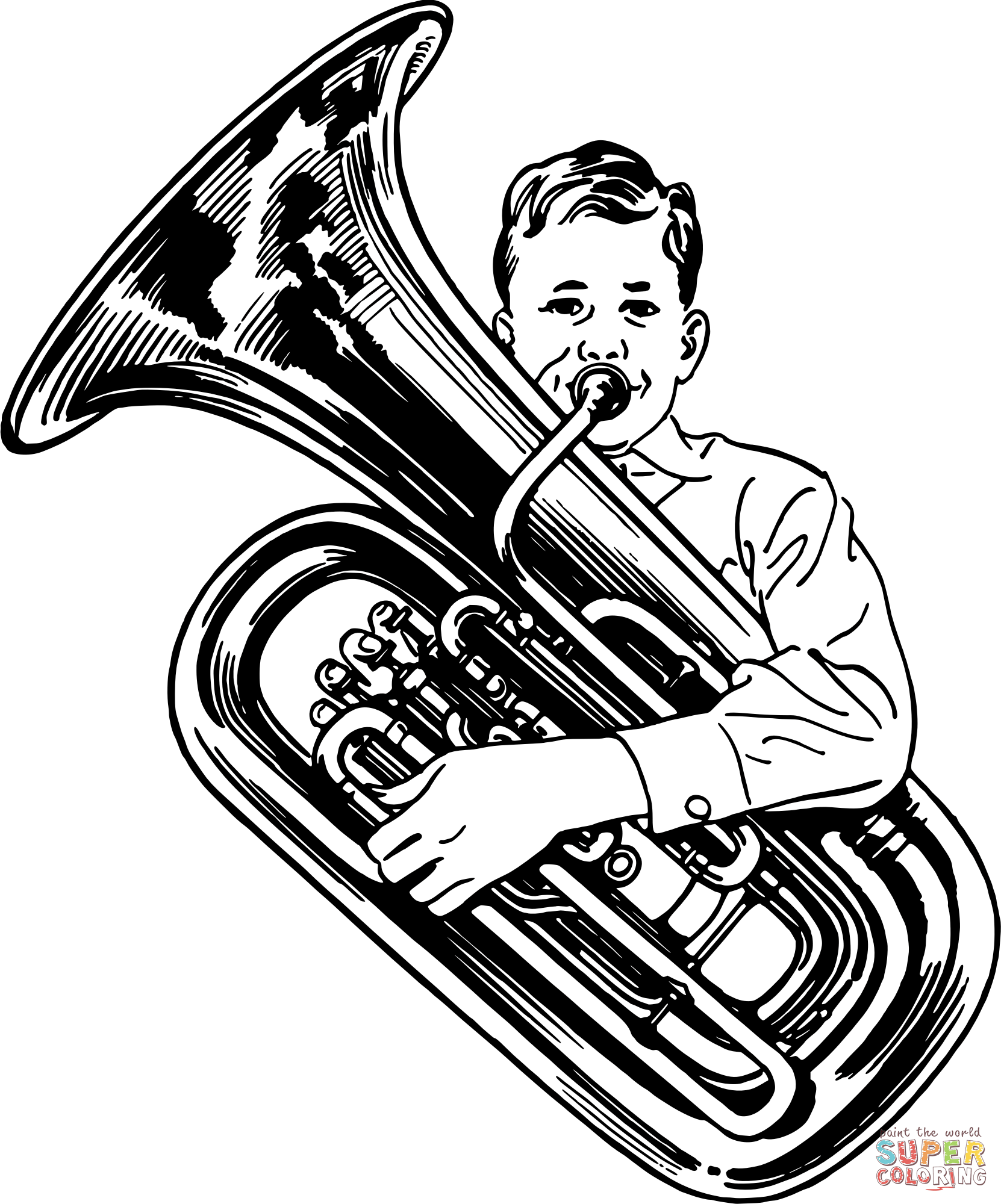 Vintage tuba coloring page free printable coloring pages