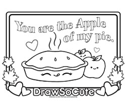Thanksgiving apple pie coloring page â draw so cute