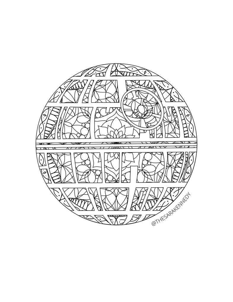 Death star mandala colouring page by thesarakennedy on